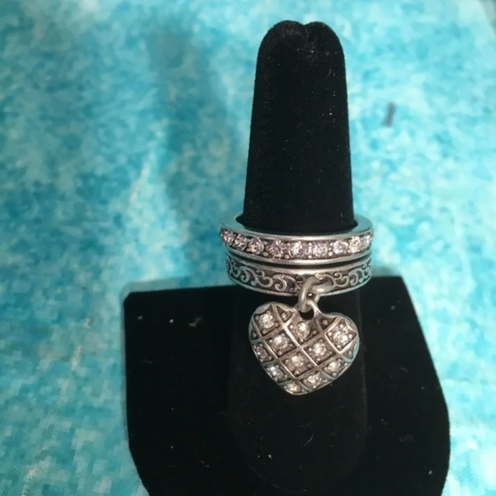 Two Piece Pave’Heart Dangle Ring